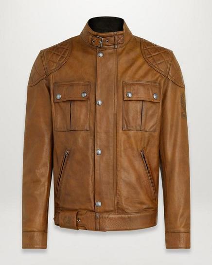 Veste Moto Cuir Belstaff Homme Brooklands Marron Soldes FX6401859